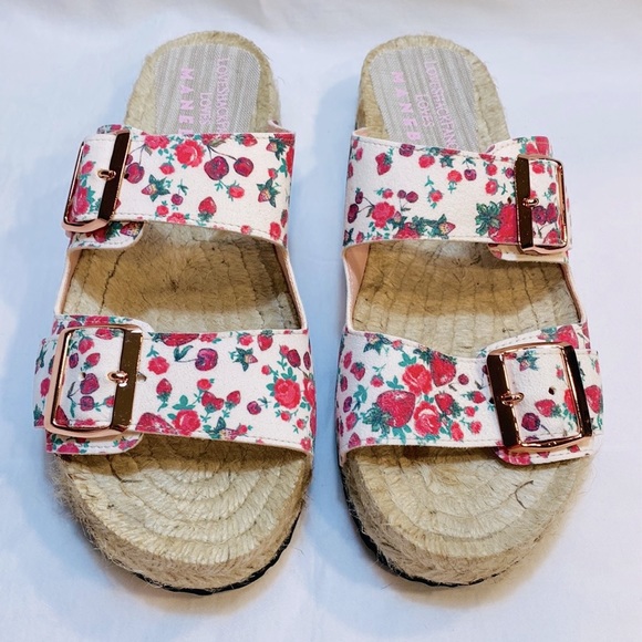 MANEBI x LOVESHACKFANCY Strawberry Floral Print Leather Espadrille Sandals - Picture 10 of 17
